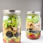 Greek Mason Jar Salads (Make Ahead) - Tons of protein and fresh Greek flavors make this dish a perfect make ahead lunch! | tastythin.com