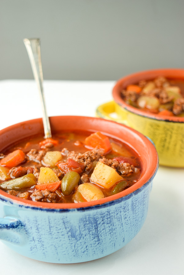 Instant Pot Hamburger Soup (Whole30 Paleo) - aka Poor Man's Soup!  Hearty, healthy, and totally budget friendly.  Your family will love this soup! | tastythin.com