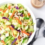 Thai Chicken Chopped Salad (Whole30 Paleo) - Crunchy veggies, chicken, and a sweet and tangy lime dressing combine for a tasty and satisfying meal.  Whole30 approved! | tastythin.com