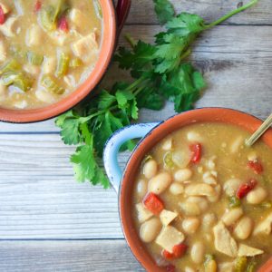 White Chicken Chili - a classic favorite with chicken, white beans, and plenty of veggies and spice.  Creamy, comforting, and nutritious! | tastythin.com