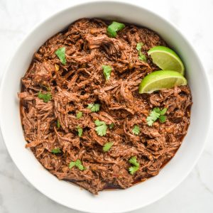 instant pot shredded mexican beef in a bowl