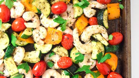 sheet pan summer shrimp and veggies