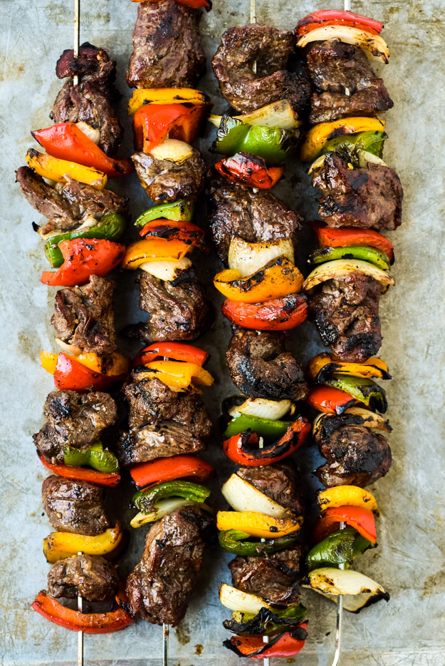 grilled steak kabobs with veggies