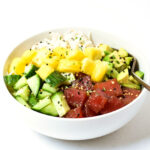 close up of hawaii poke bowl