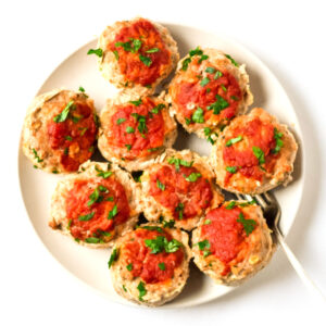 mini turkey meatloaf muffins on a plate