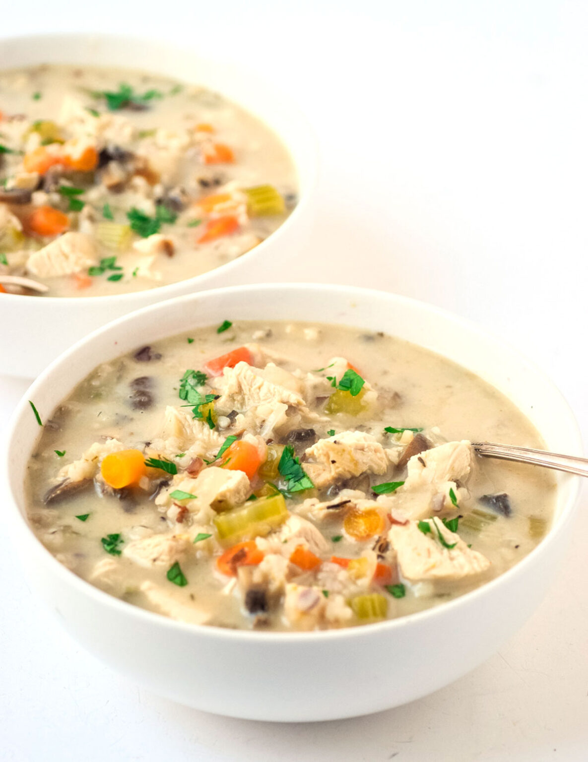 Instant Pot Creamy Chicken & Wild Rice Soup • Tastythin