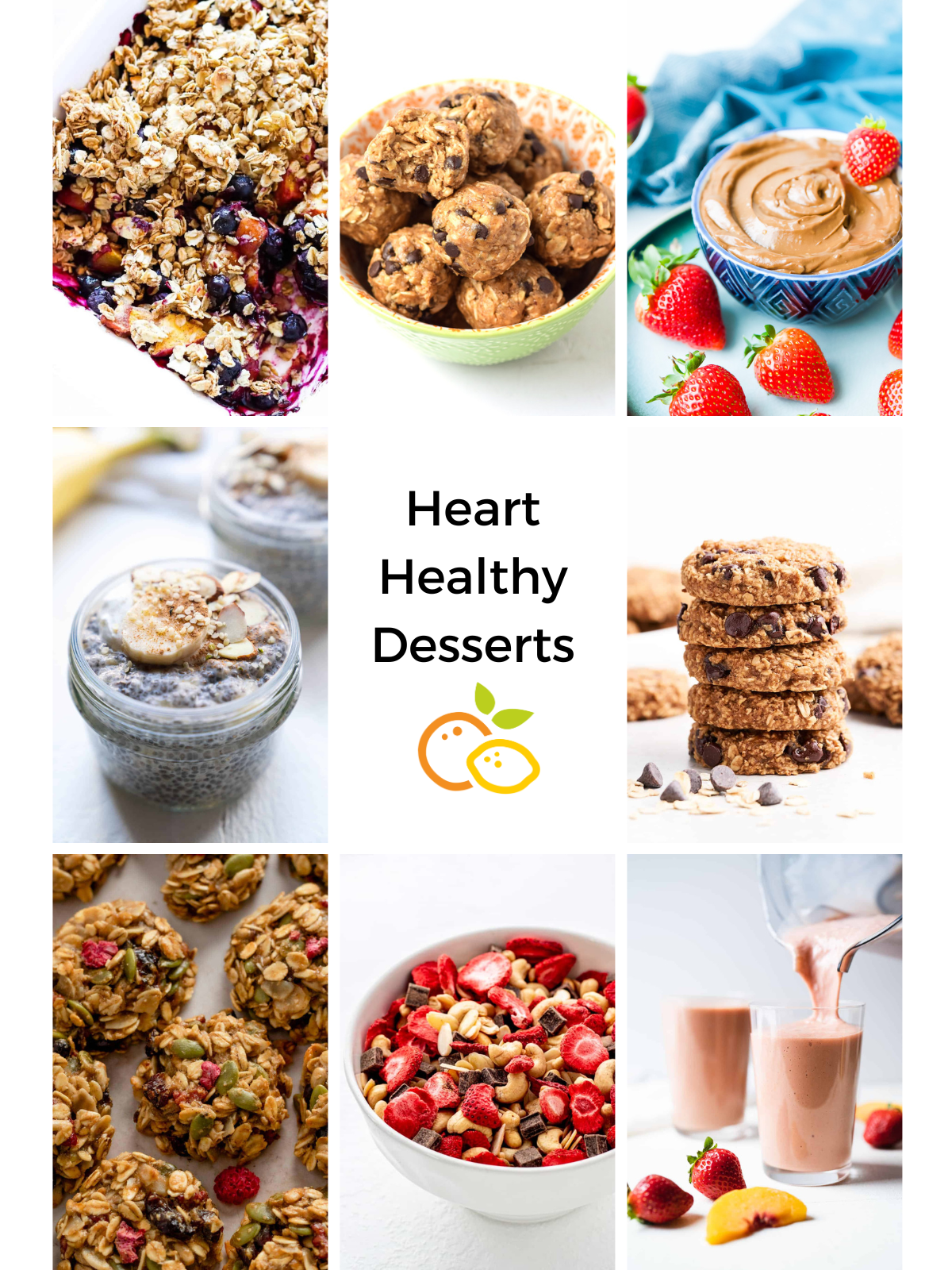 collage photo of heart healthy dessert recipes