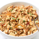 close up of instant pot chipotle chicken in a bowl