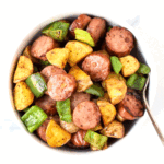 bowl of air fryer sausage and potatoes