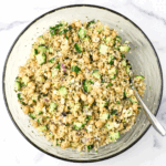 jennifer aniston salad in large bowl with serving spoon
